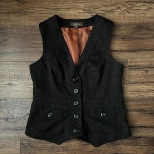 Vintage Jessica Tailored Pinstripe Vest Brown Waistcoat 4 90s Goth Grunge‎ Indie